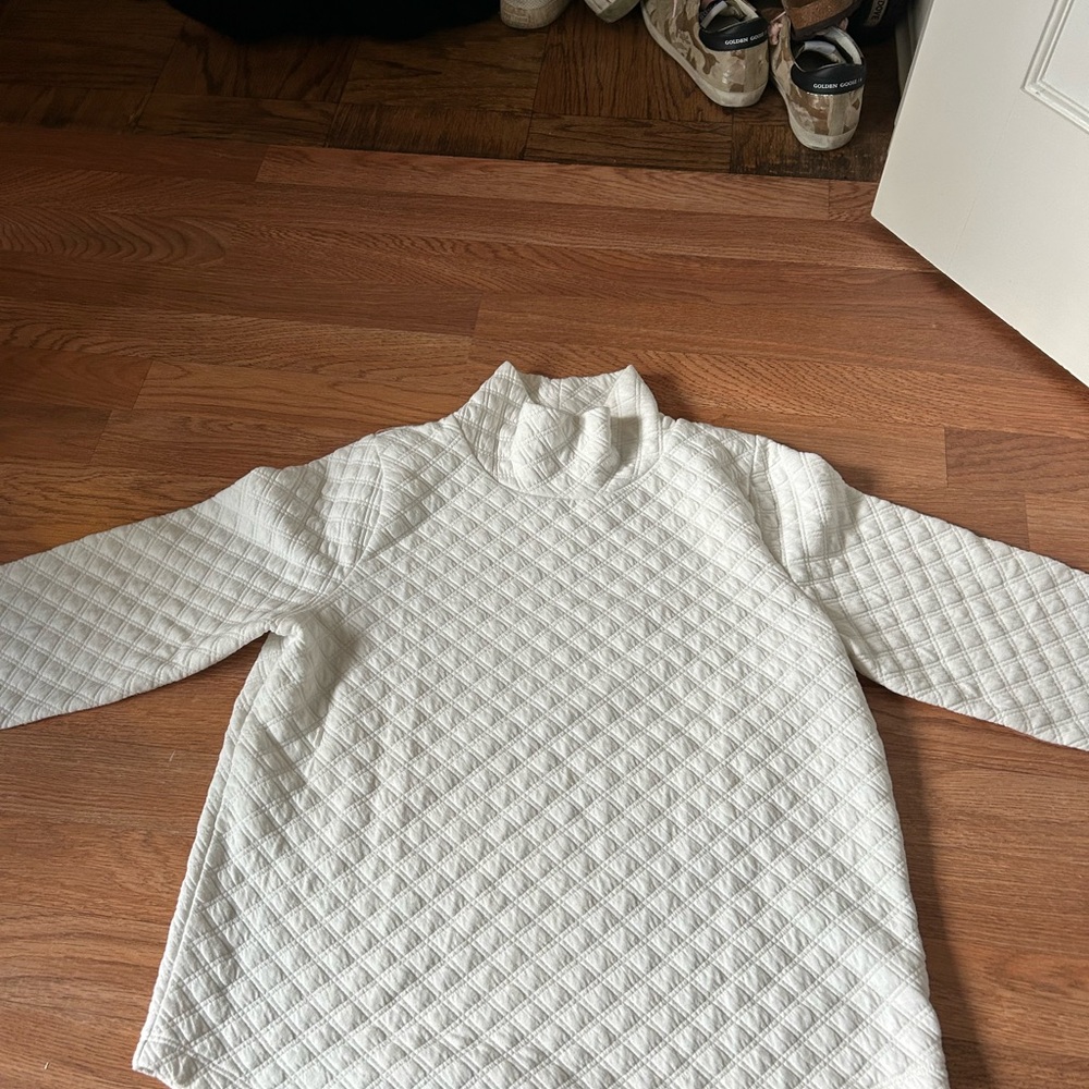 J. Crew Cream Quilted Long Sleeve Turtleneck
